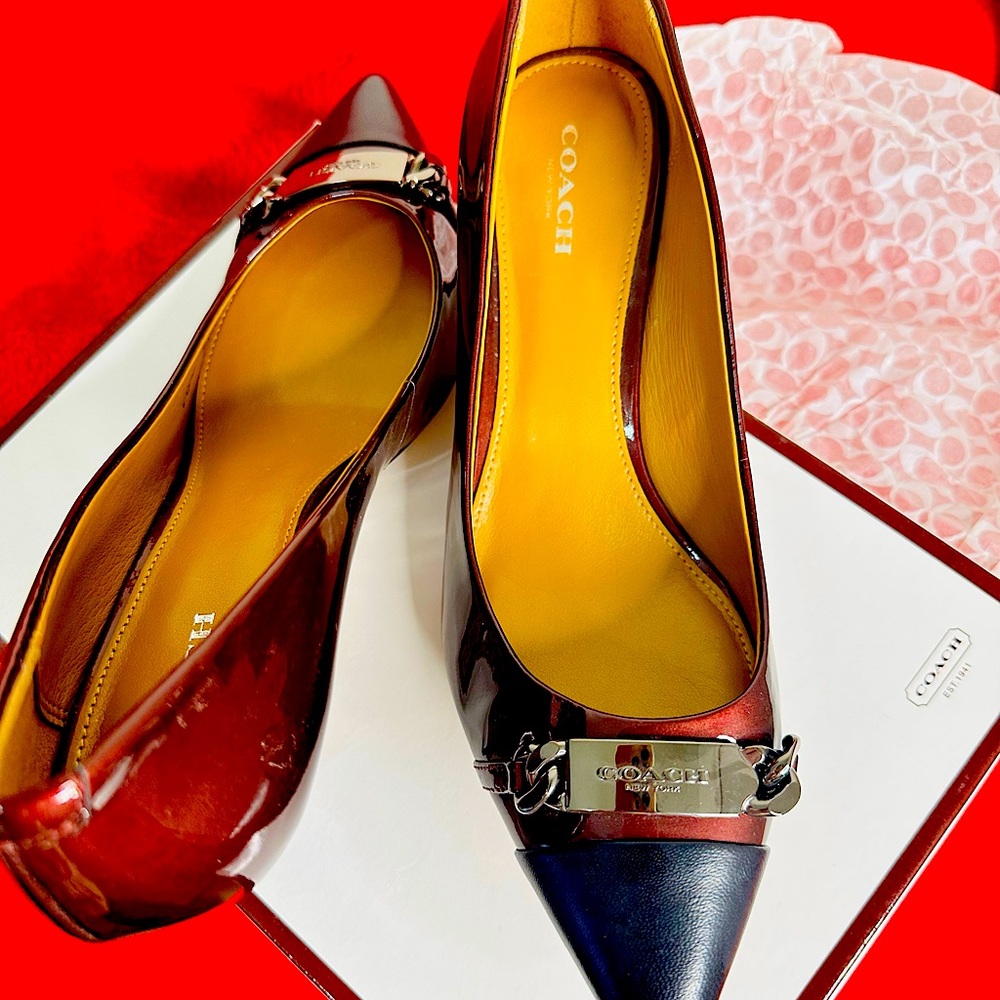 Coach Heel Burgundy, Silver Logo Women’s Size 8B